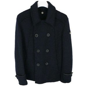 Swiss Chriss Navy Blue Mens Wool Pea Coat XL/50 SfPf Home •80